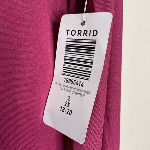 NWT Torrid Pink Stretch Mesh Foxy MockNeck Long Sleeve Blouse Women Plus Size 2X - Picture 4 of 9